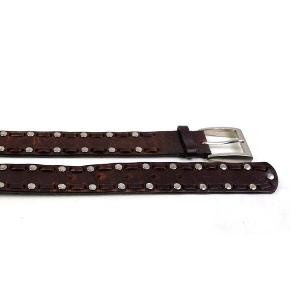 BROWN GENUINE LEATHER 1 1/4"Wd STUDS STITCH CASUAL DRESS WOMEN'S BELT Sz S (99T - Picture 12 of 13